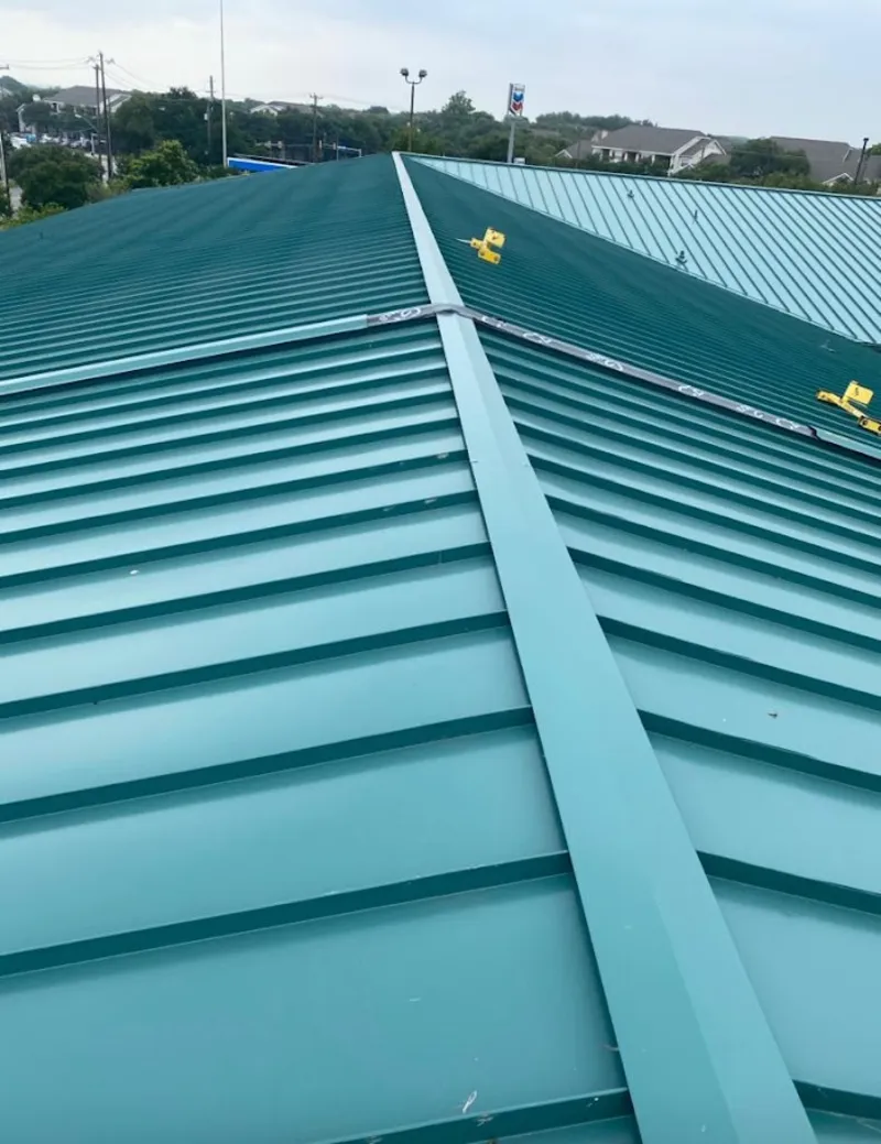 Green commercial metal roof ridge and valley for Metal Roof Repair in Upper Saucon